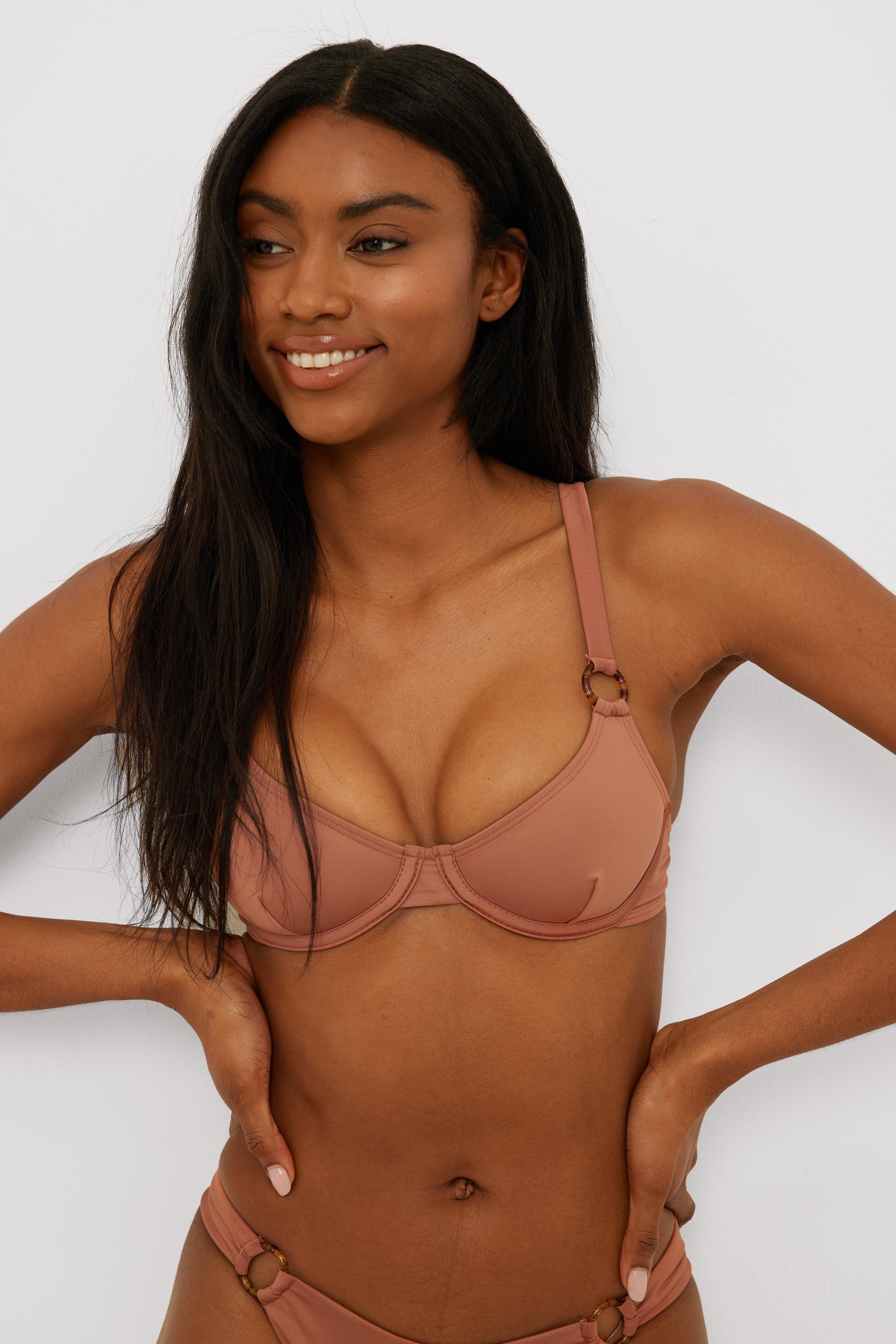 Ring-Detail Bikini-Oberteil