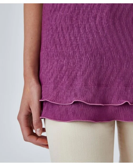 Tee-shirt maille plissée esprit volants