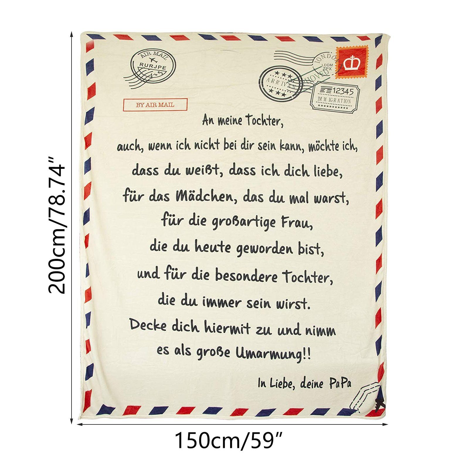 Wohndecke Flanelldecke in Umschlagform, Briefe von Eltern an Kinder150*200cm, TWSOUL, Gestaltung des Umschlags