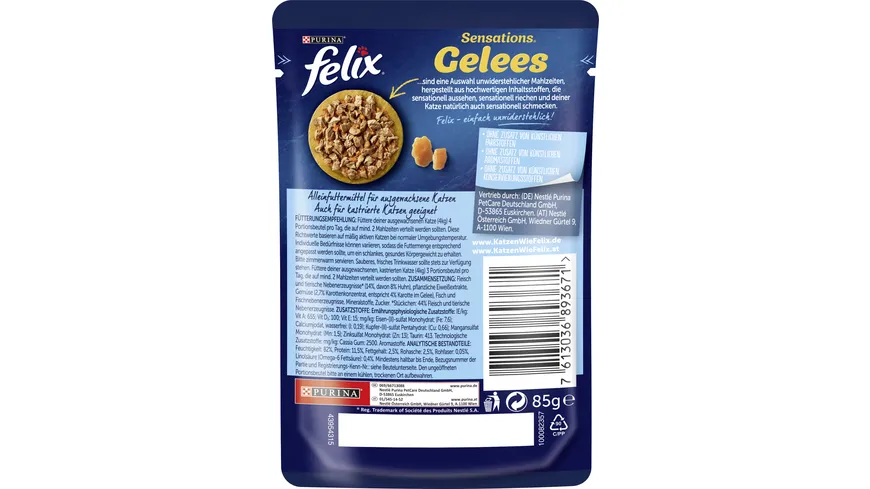 PURINA FELIX Sensations Gelees mit Huhn & Karotte Katzennassfutter 85 g
