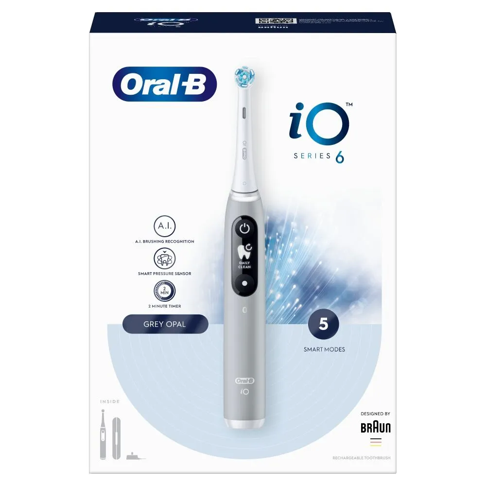 Oral-B Io Series 6 Grå Eltandbørste med Magnetisk Teknologi