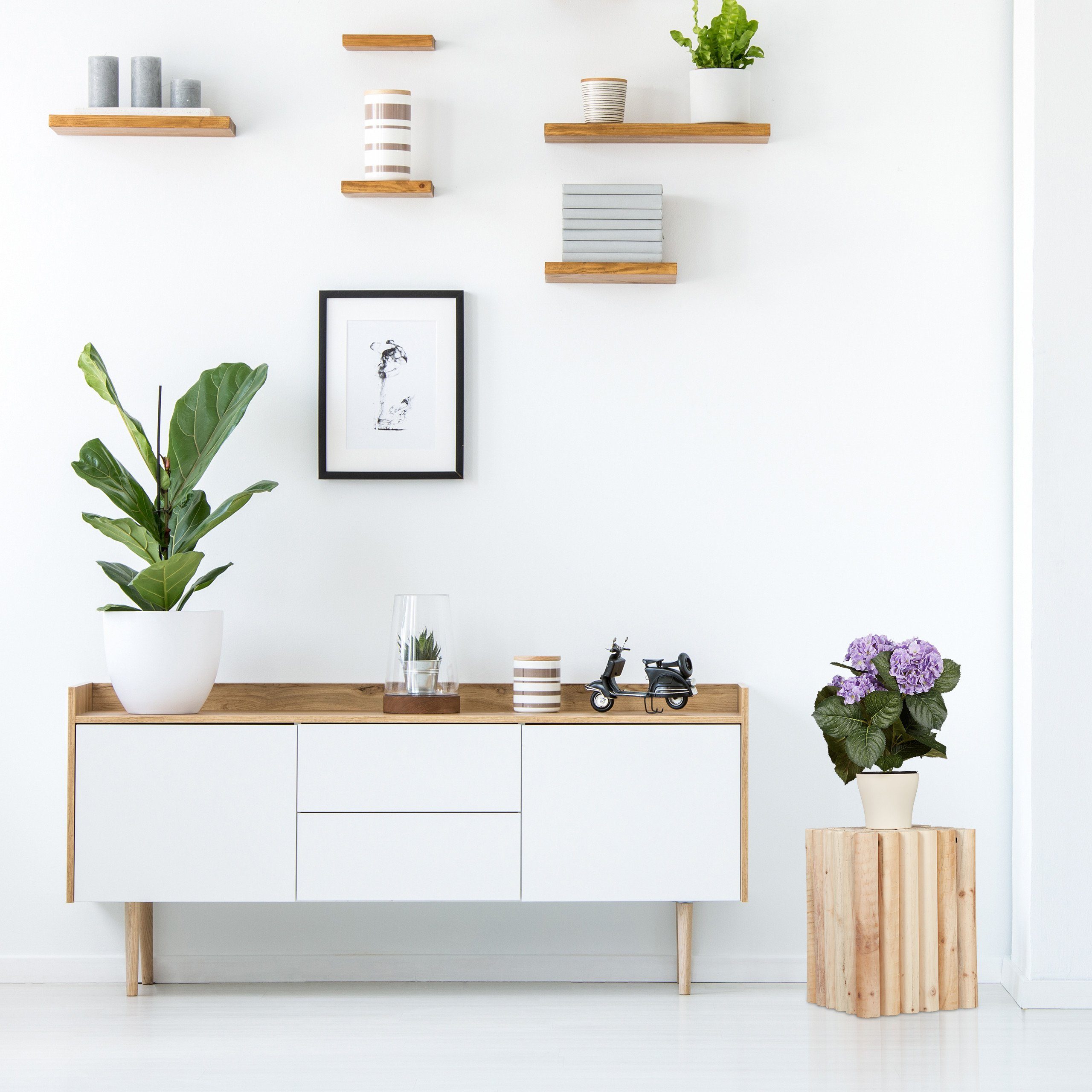 relaxdays Blumenhocker Natürlicher Blumenhocker gedrechselt