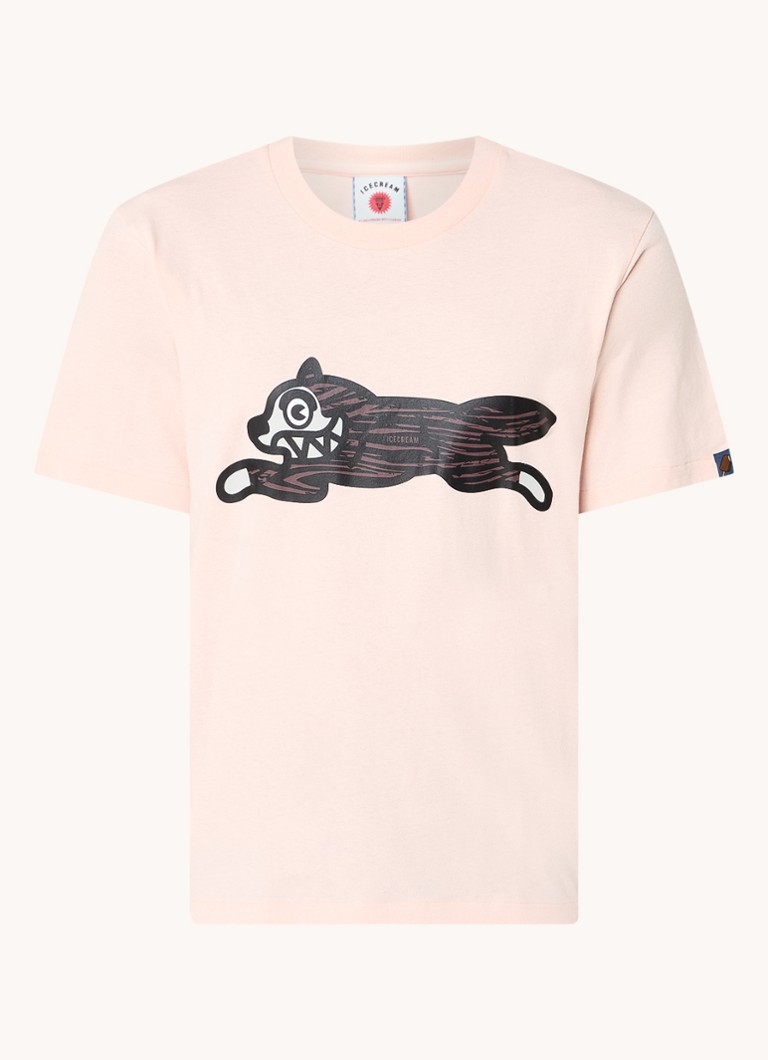 Tricou ICECREAM cu logo imprimat și motiv cu câini de vânătoare cu efect de lemn.