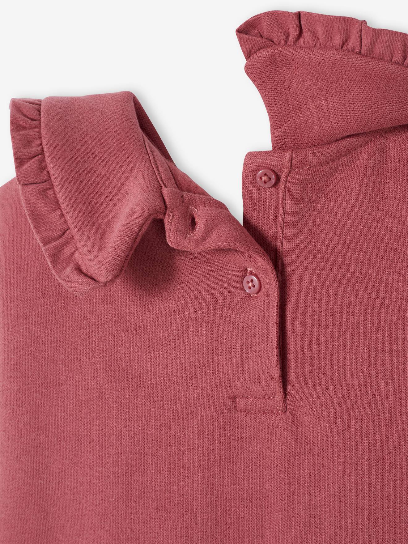 Robe en molleton col Claudine fille prune