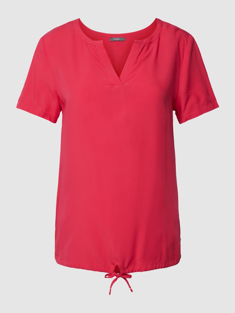 Blusenshirt mit V-Ausschnitt in metallic rosa