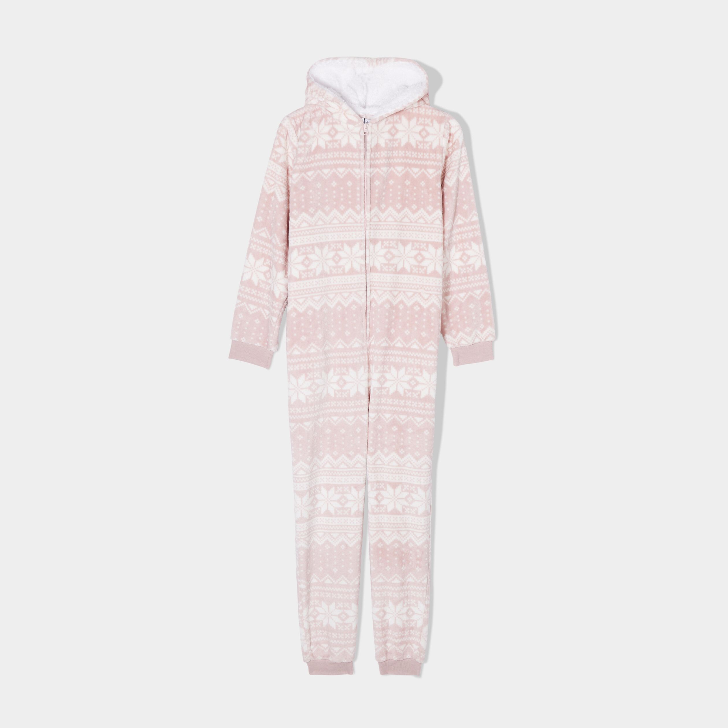 Combinaison pyjama pilou à capuche rose femme | La Halle