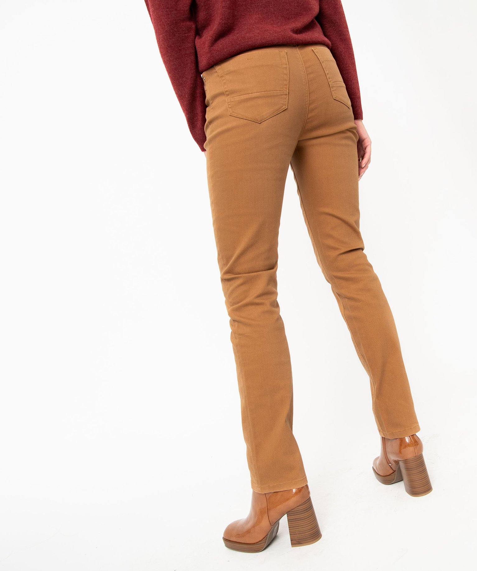 Pantalon femme coupe Regular taille normale camel | GEMO