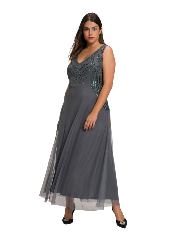 Ulla Popken Abendkleid in matt grau günstig kaufen