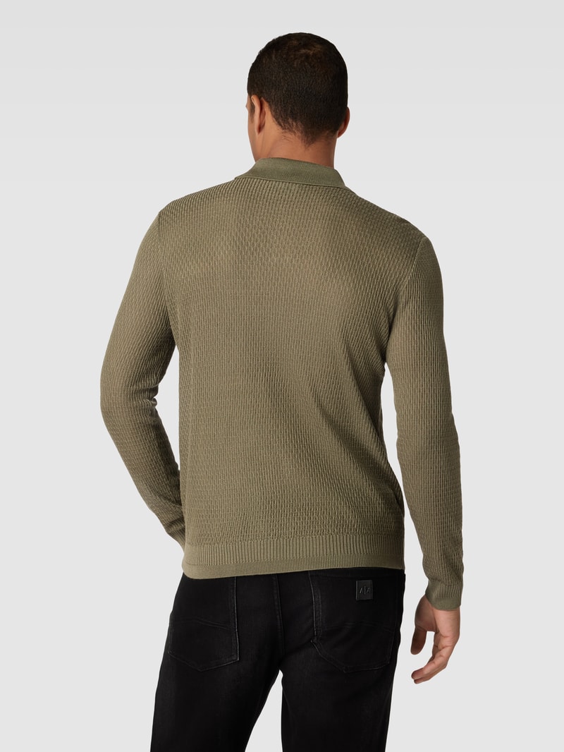 Longsleeve mit Polokragen in olivgrün