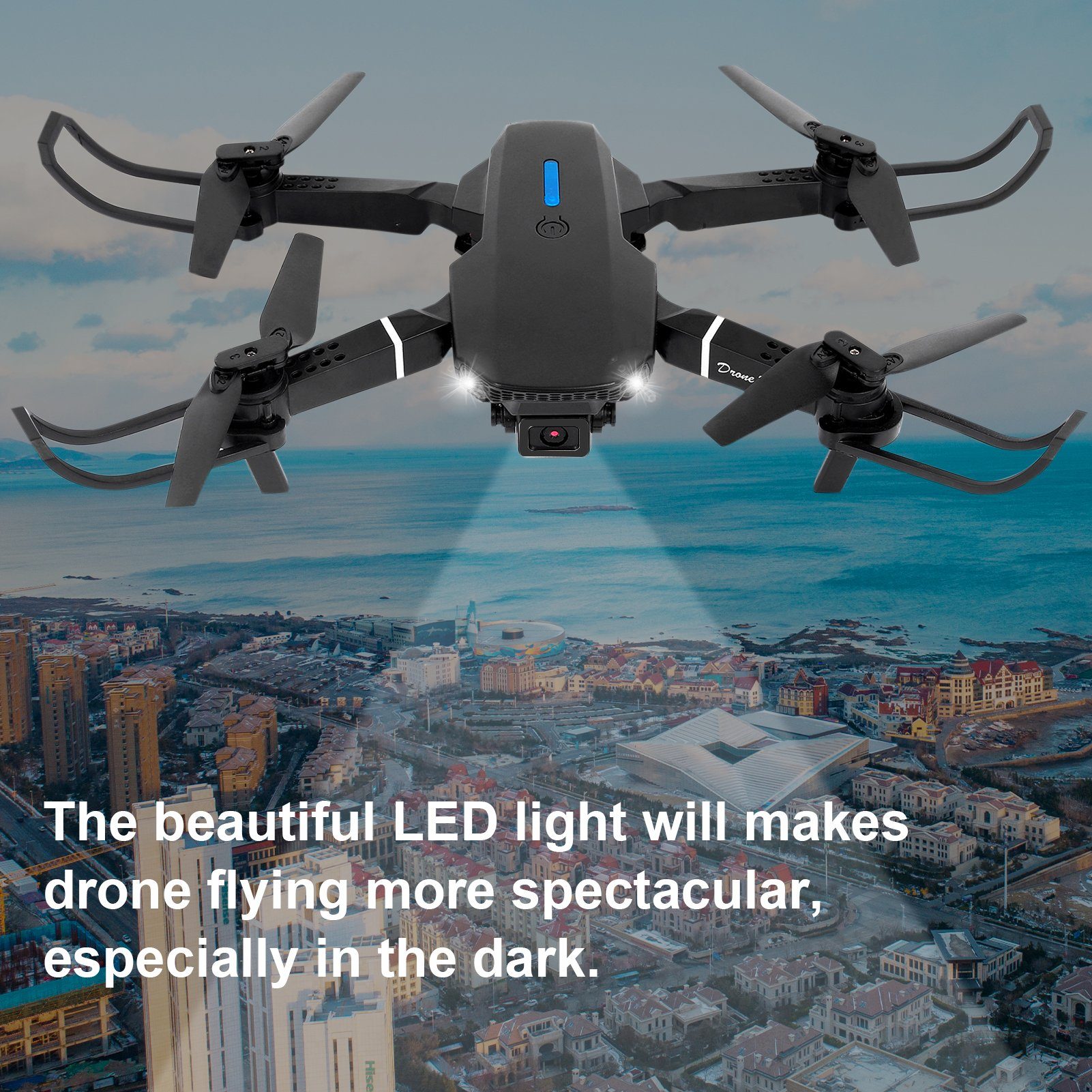 farfi Faltbare stabile Flugkamera mit Fernbedienung, 4K-Dual-Kamera-Drohne Spielzeug-Drohne (4K, Dual-Kameras,Anti-Interferenz-Technologie,WIFI FPV-Funktion)