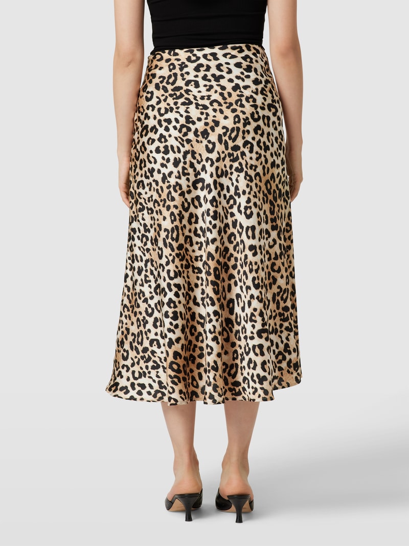 Midirock mit Animal-Print in ecru