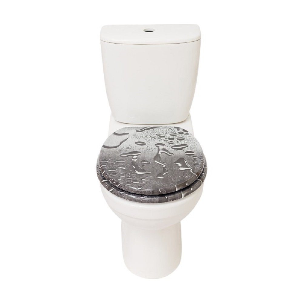SINOBATH WC-Sitz Toilettensitz mit Absenkautomatik und MDF-Holzkern (Toilettendeckel maximale Belastung der Klobrille 200 kg, Klobrille passend für viele handelsübliche WC-Becken), einfache Montage und Reinigung