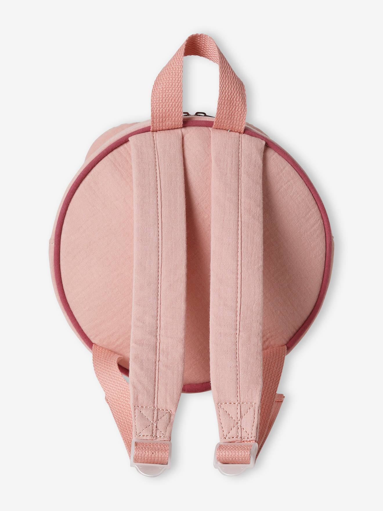 Sac à dos maternelle fleur fille en gaze de coton vieux rose