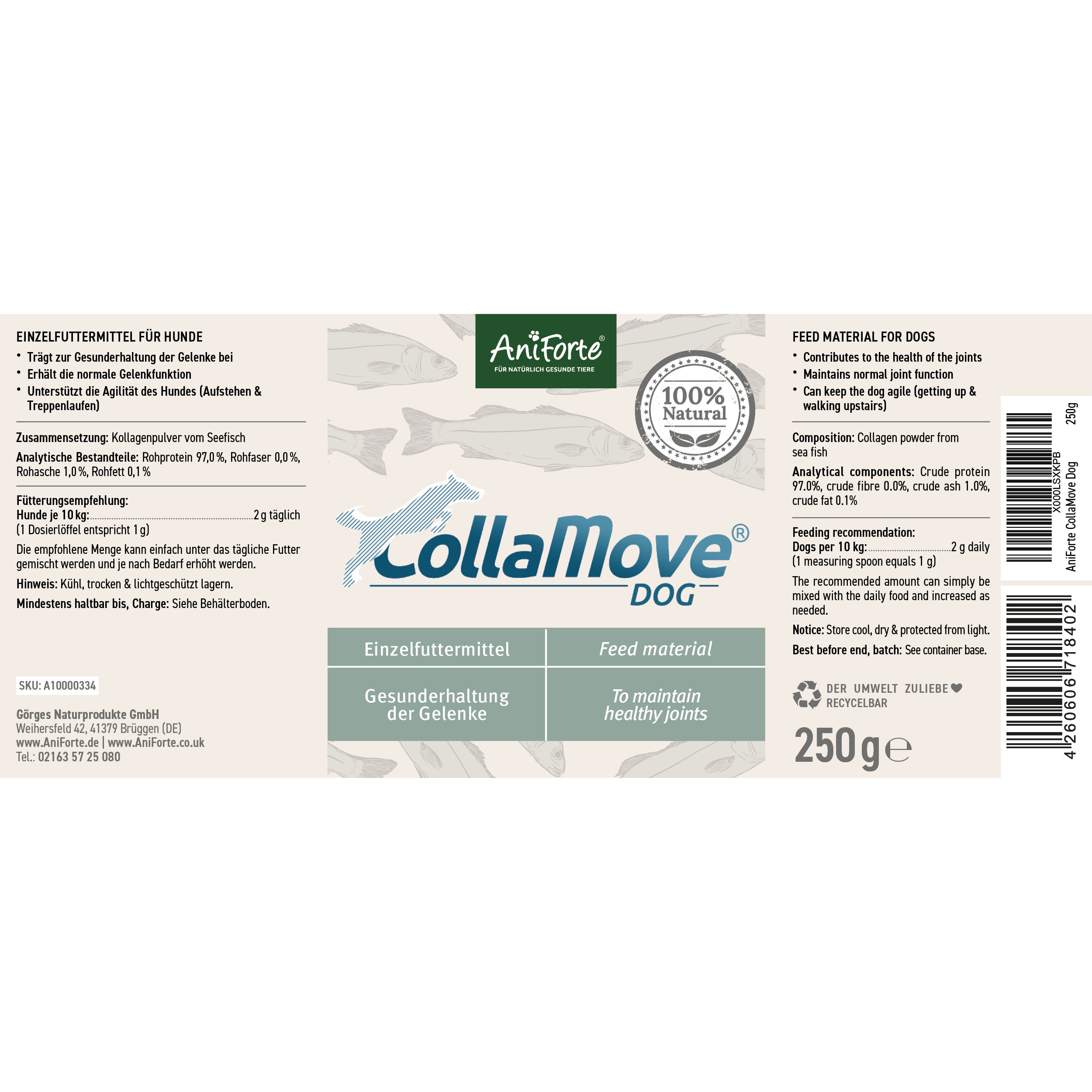 Aniforte Ergänzungsfutter & Aufzucht Aniforte Kollagen CollaMove Kollagen 250 g