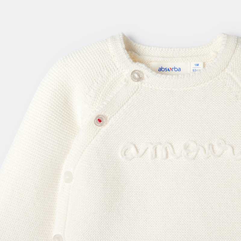 Ensemble 2 pièces en tricot blanc naissance Absorba