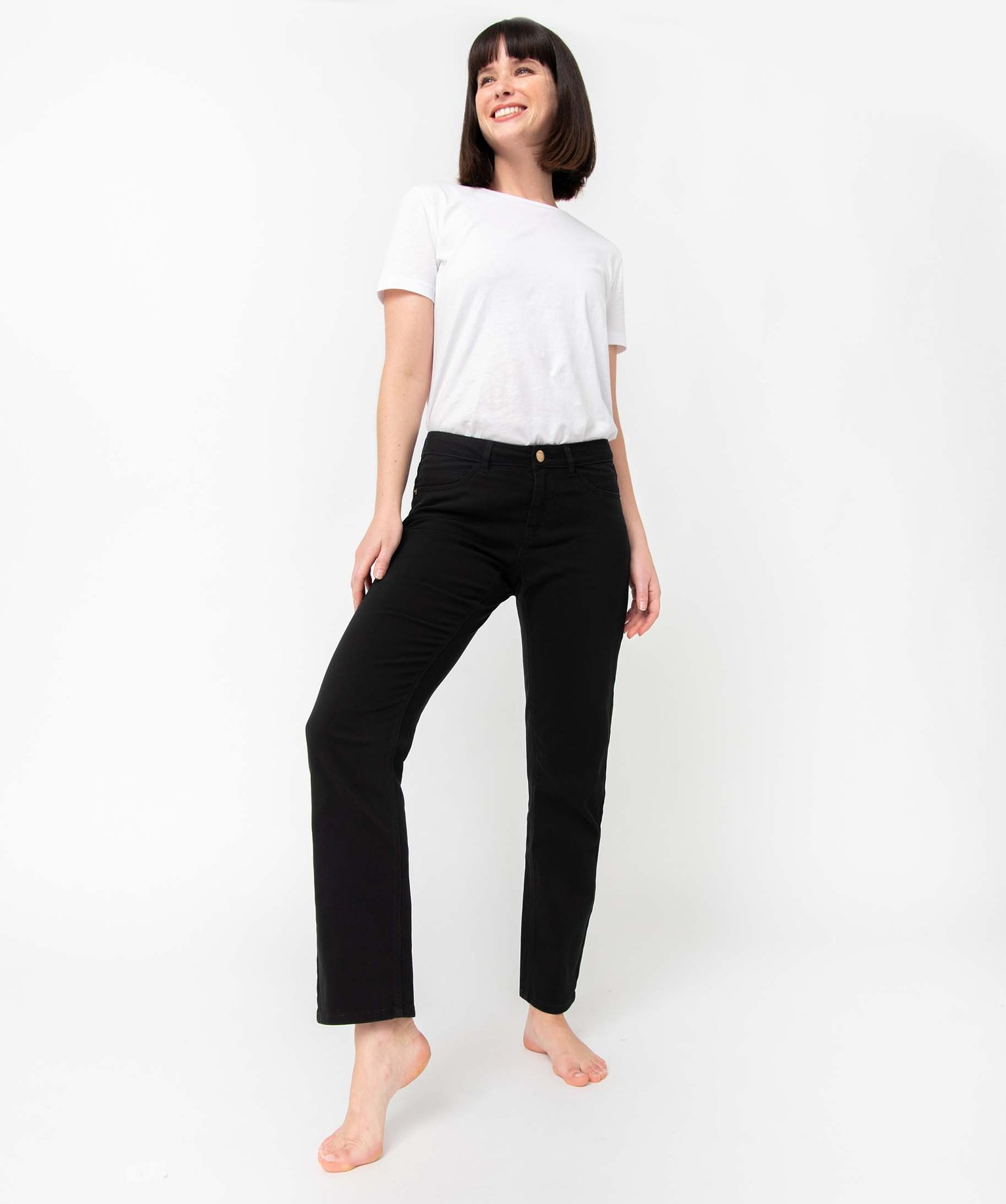 Jean femme coupe Regular taille normale noir | GEMO