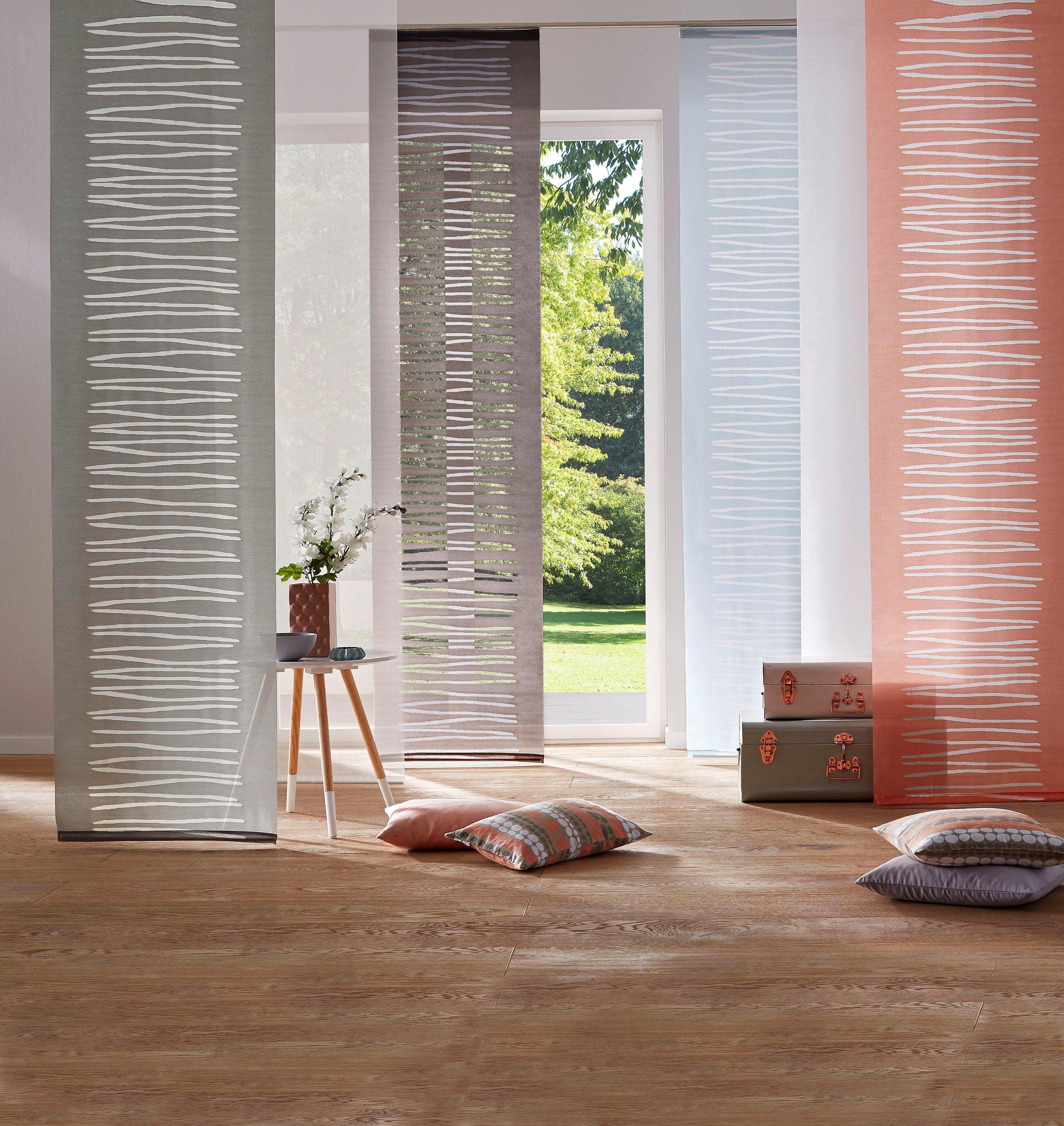 Schiebegardine Rona-Uni, Neutex for you!, Klettband (1 St), transparent, Voile, Inkl. Montagezubehör, wollweiß