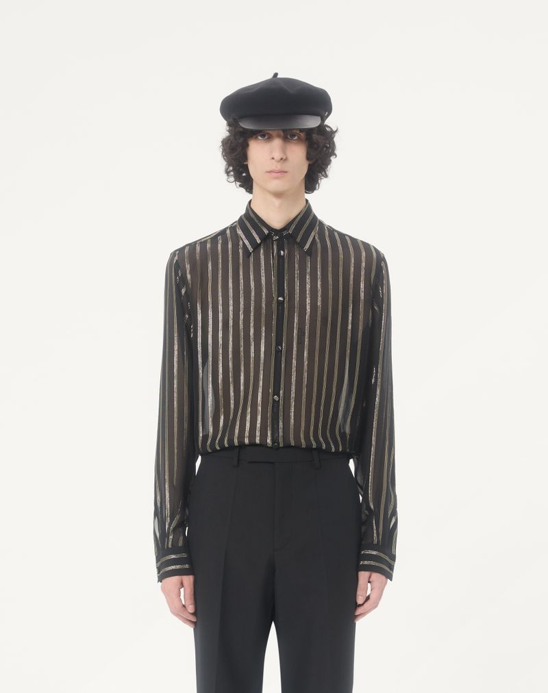Valentino zijden en lurex chiffon overhemd