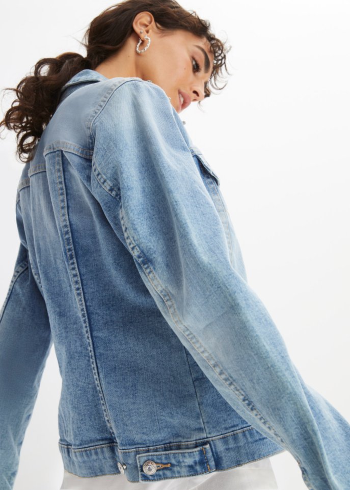 Jeansjacke mit Strass-Applikation