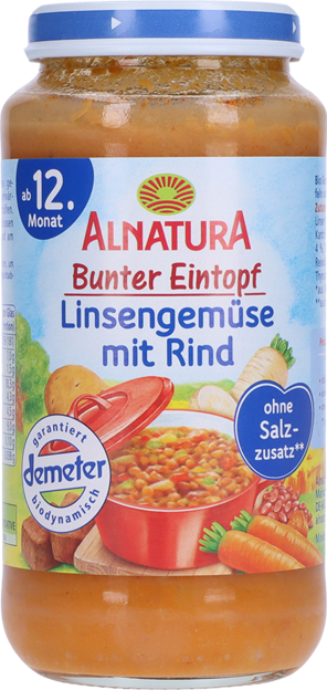 Alnatura Bio Bunter Eintopf - Linsengemüse mit Rind