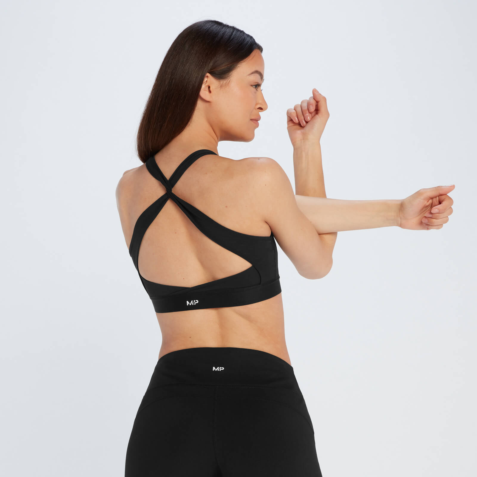 Brassière de sport à dos croisé MP Power pour femmes – Noir