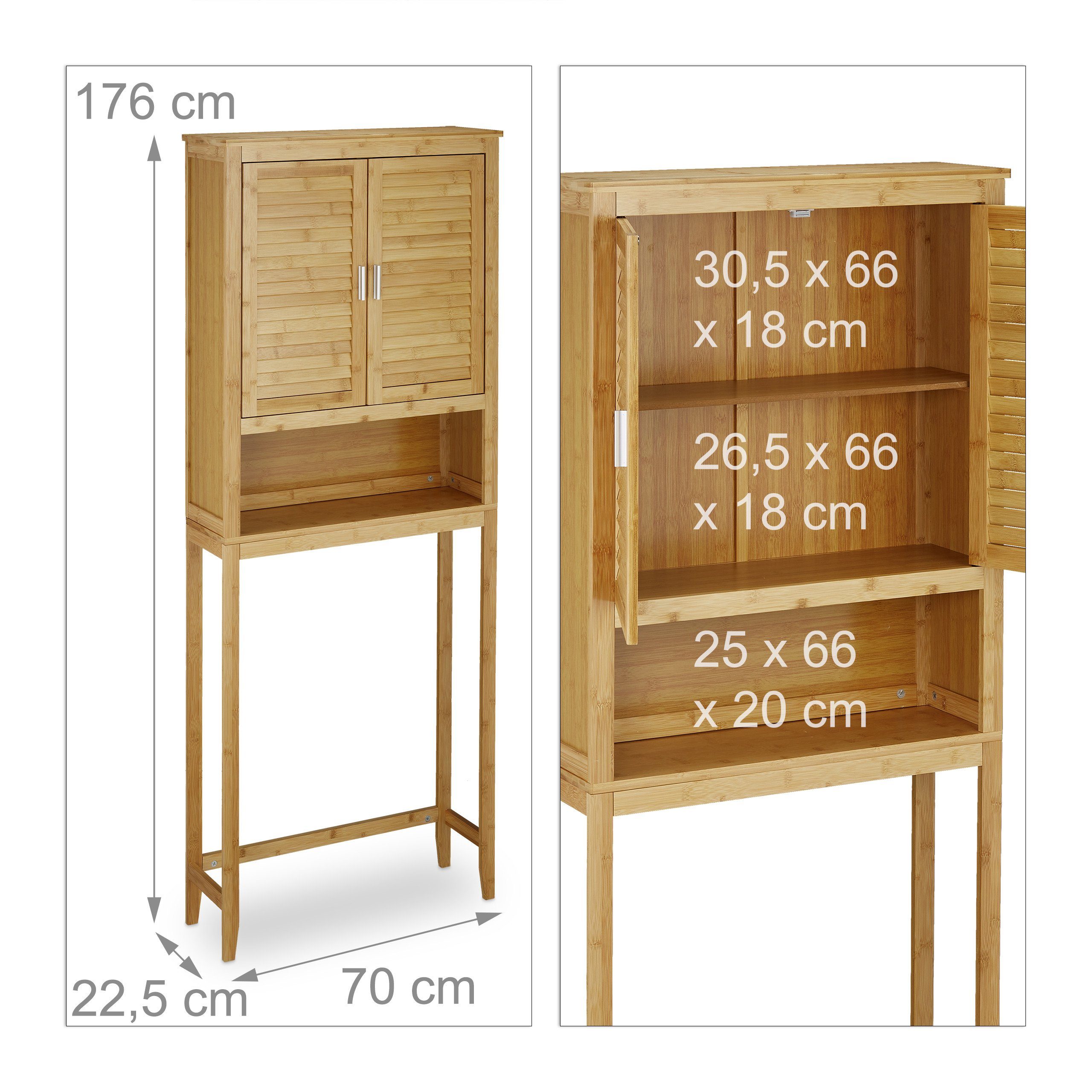 relaxdays Waschmaschinenumbauschrank Waschmaschinenschrank LAMELL Bambus
