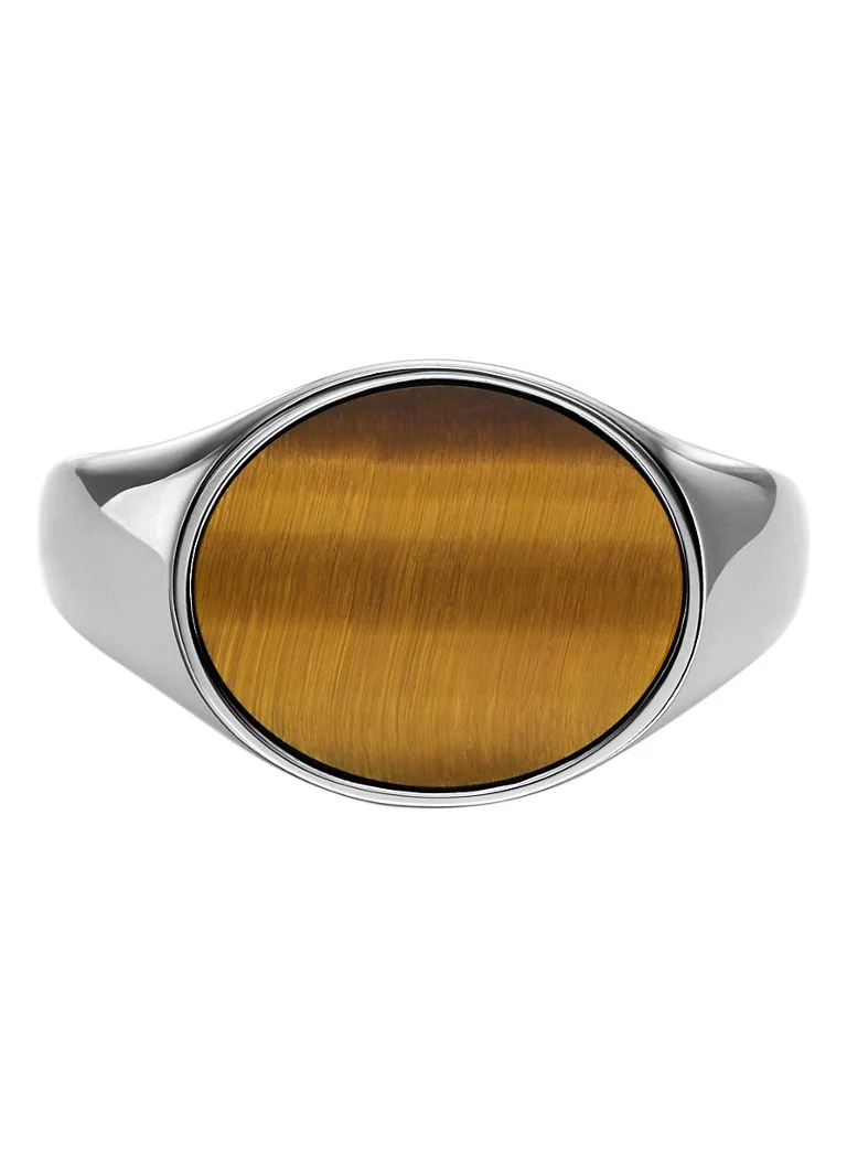 Bague fossilisée avec œil de tigre JF04776040