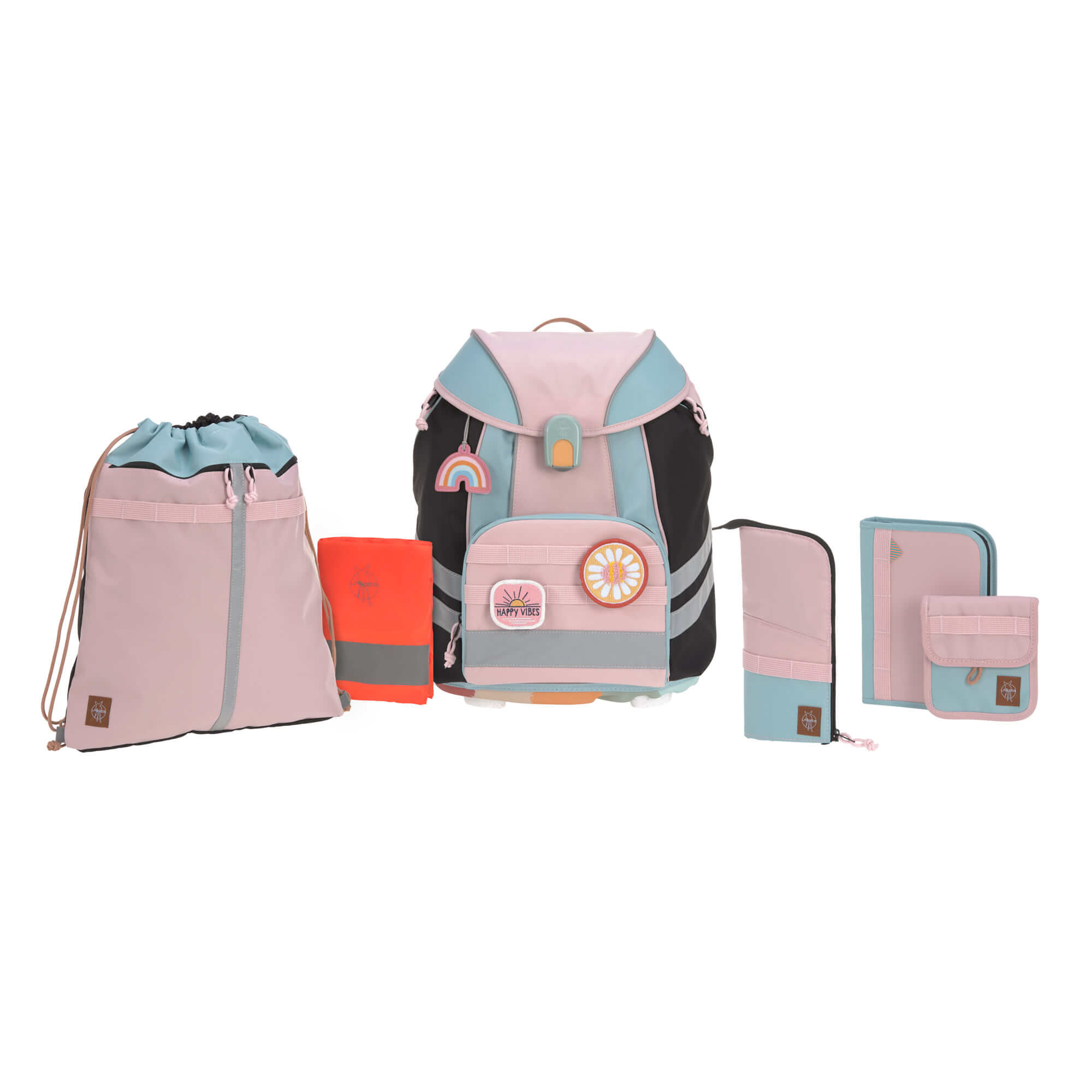 Schulranzen Set 7-teilig, Flexy Unique Rose Blue Black