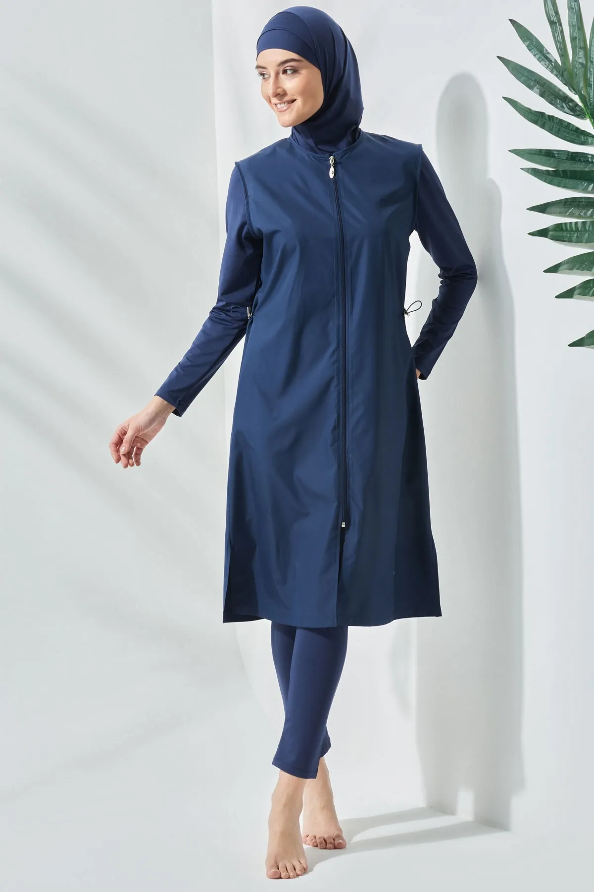 C&City  Langer, vollständig bedeckter Hijab-Badeanzug C13075, Dunkelmarineblau