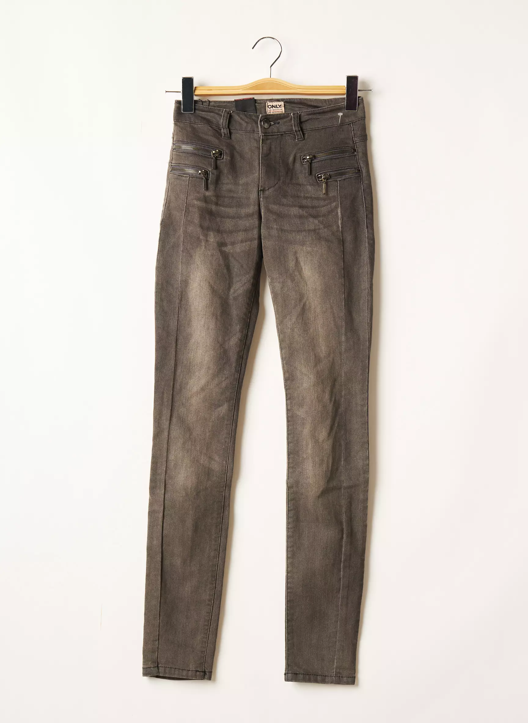 Only Pantalons Slim Femme couleur gris