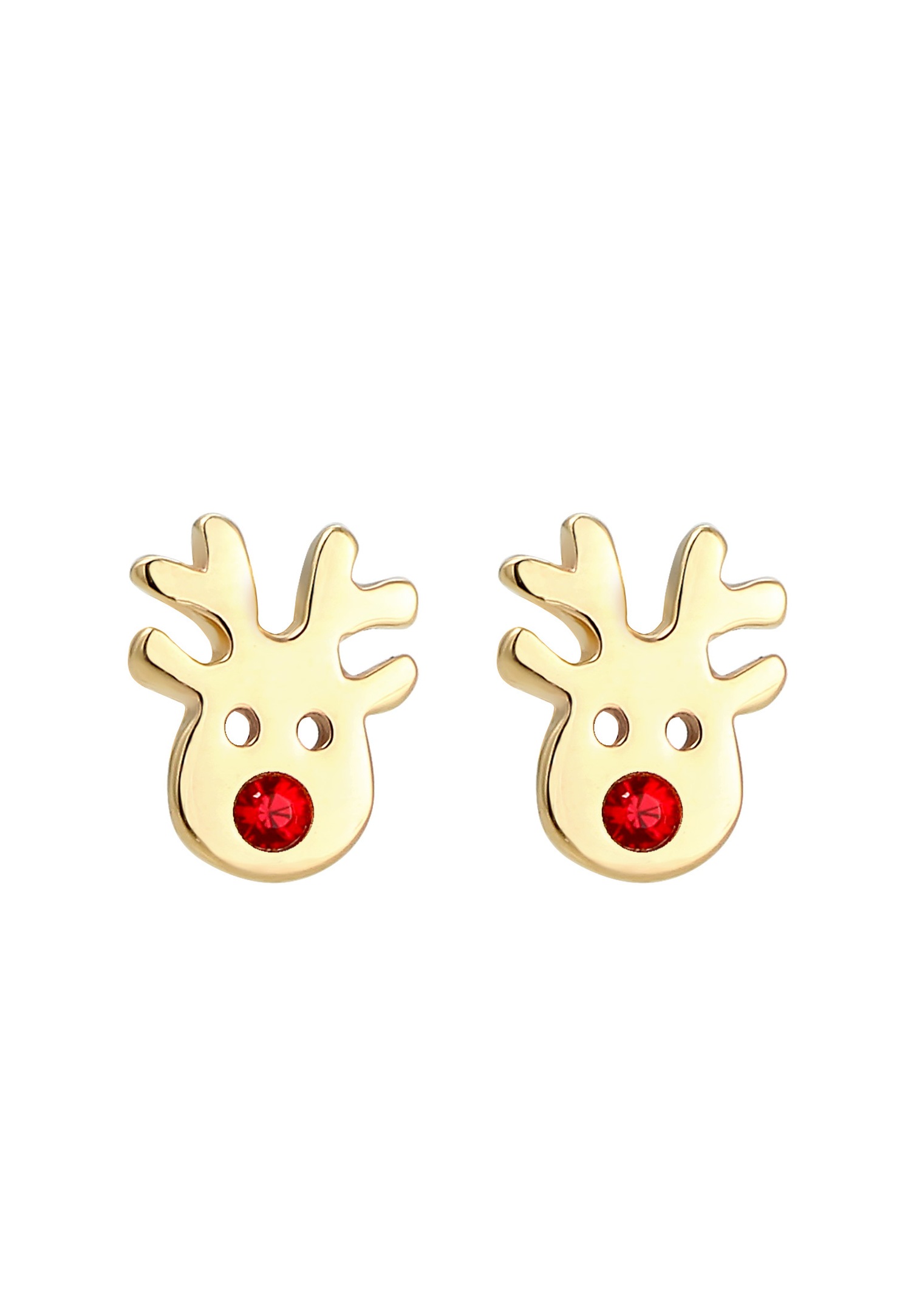Pendientes de botón Elli para niños con diseño de reno y cristal, en plata de ley 925.