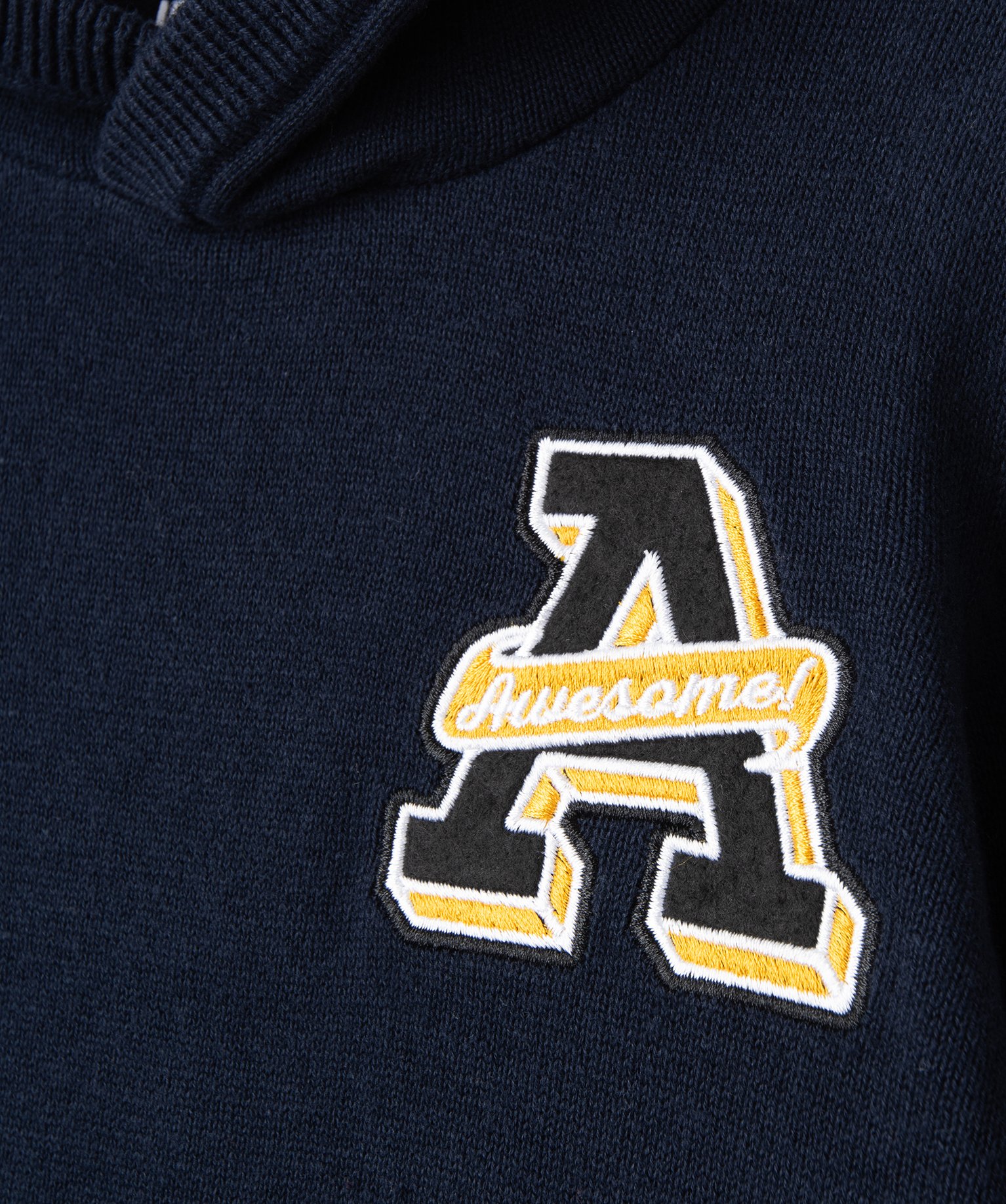 Pull en coton à capuche avec broderie poitrine Garçon marine | GEMO