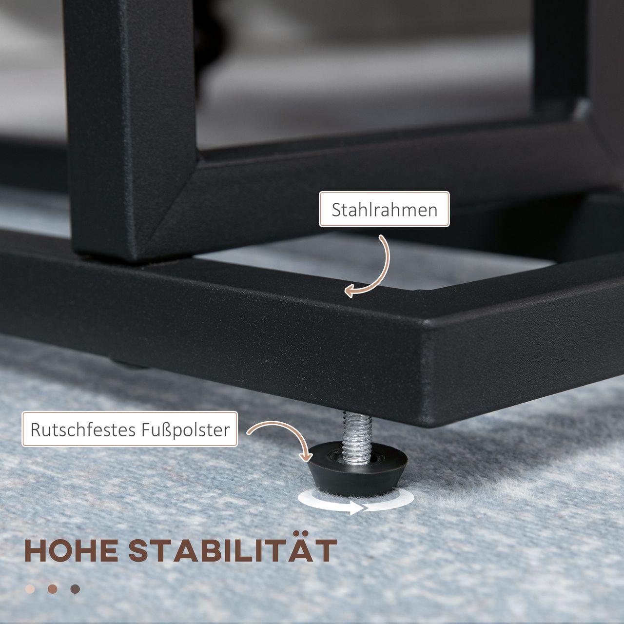 HOMCOM Beistelltisch mit Stofftasche, Sofatisch, Couchtisch, Dunkelbraun