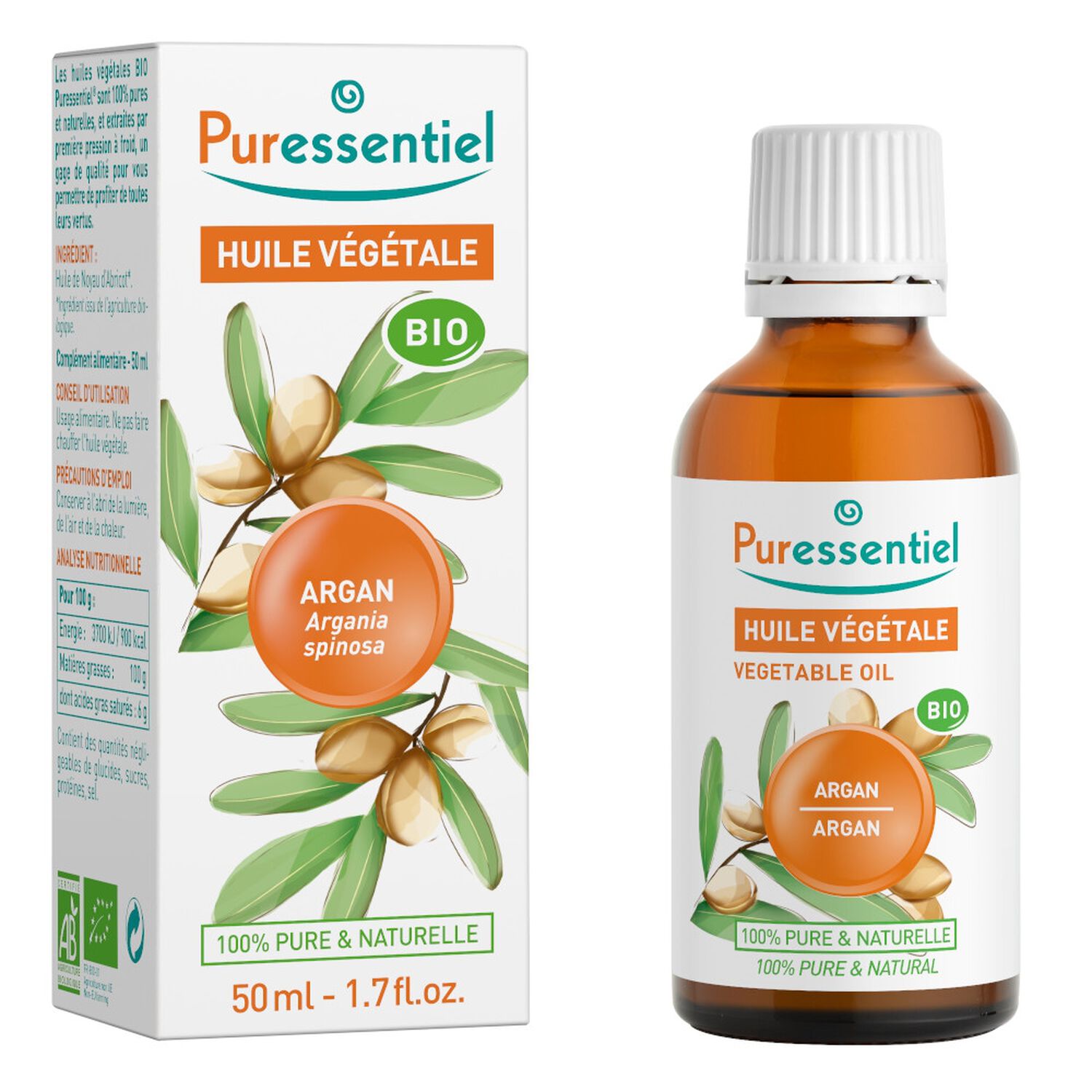 Puressentiel Huile Végétale Bio Huile d'Argan 50 ml
