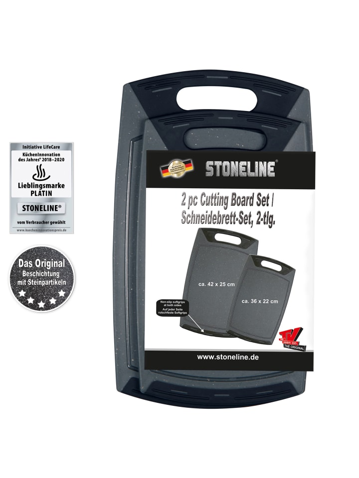 Stoneline Schneidebrett 36x22 und 42x25 cm Set 2-teilig in Schwarz günstig kaufen onesize