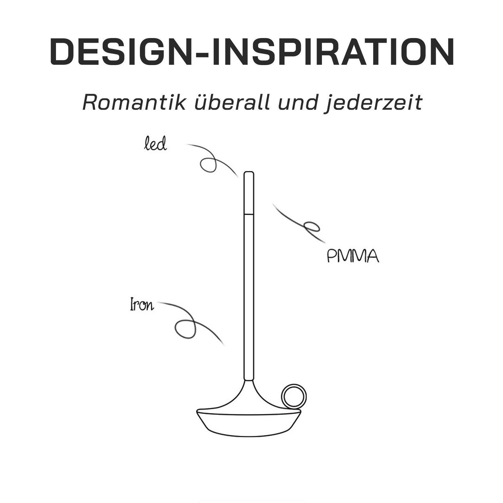 LIGHTSTUDIO Außen-Tischleuchte Tischlampe kabellos, Wohnzimmer Schlafzimmer Outdoor Tischlampen, LED Touch dimmbar Tischleuchten - Nachttischlampe Gold