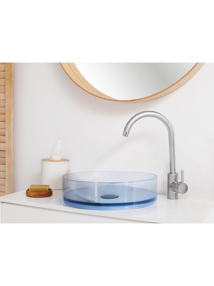 Beliani Waschbecken TOLOSA in Transparent/Blau - (W) 36 x (H) 10 x (L) 36 cm günstig kaufen onesize