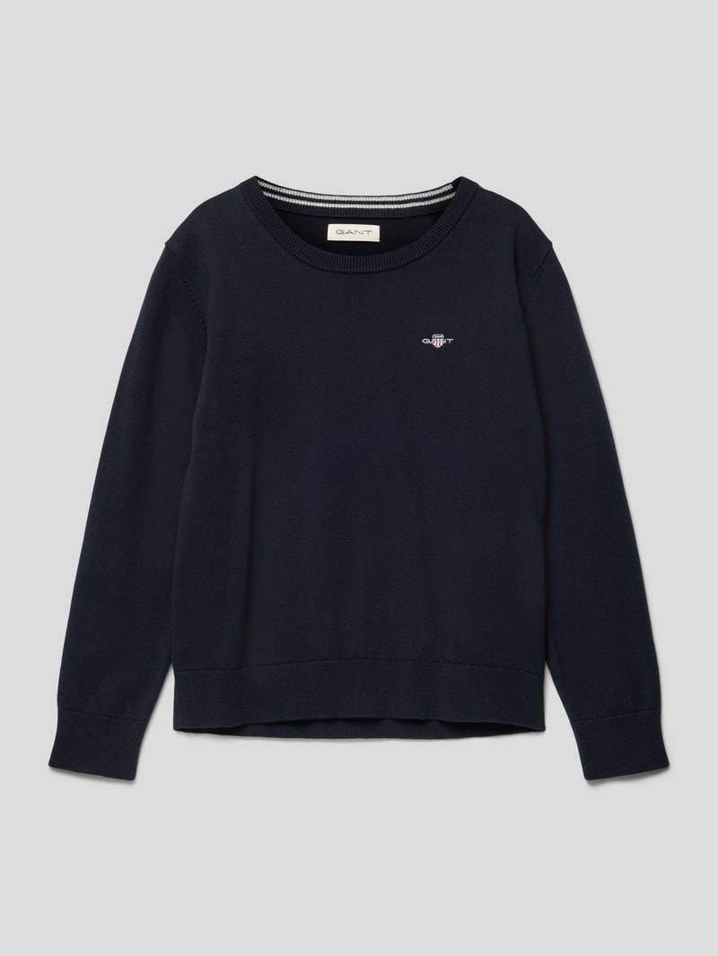 Strickpullover mit Label-Stitching Modell 'SHIELD' in blau