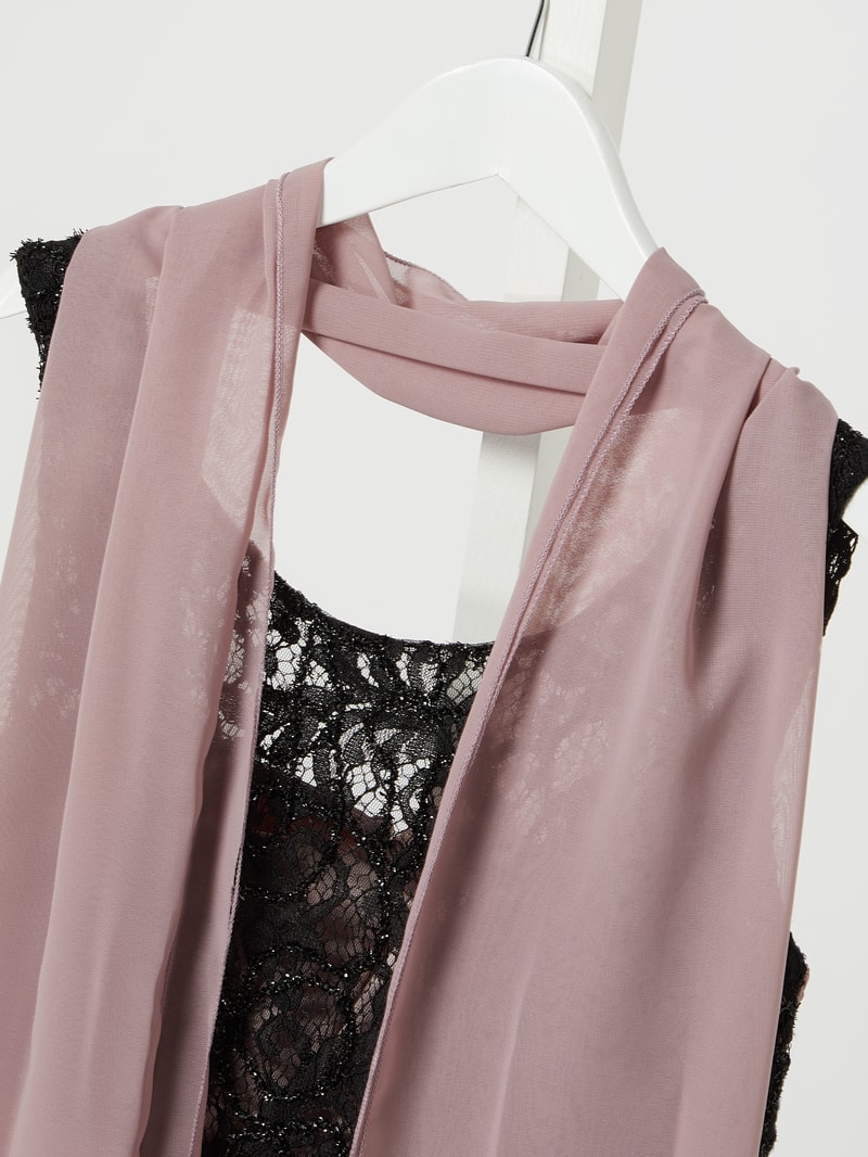 Kleid aus Spitze und Chiffon mit Glitter-Effekt in flieder