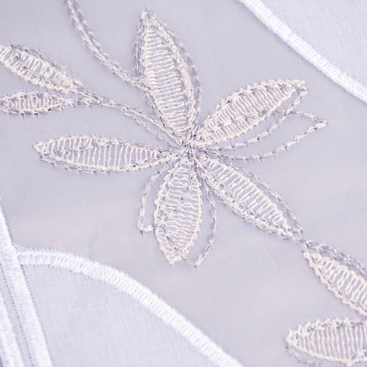Meterware Scheibengardine Organza nähfrei Stickerei Blumen weiß beige 70cm, SCHÖNER LEBEN., stark perforiert, Stickerei/Stickstoff, bestickt
