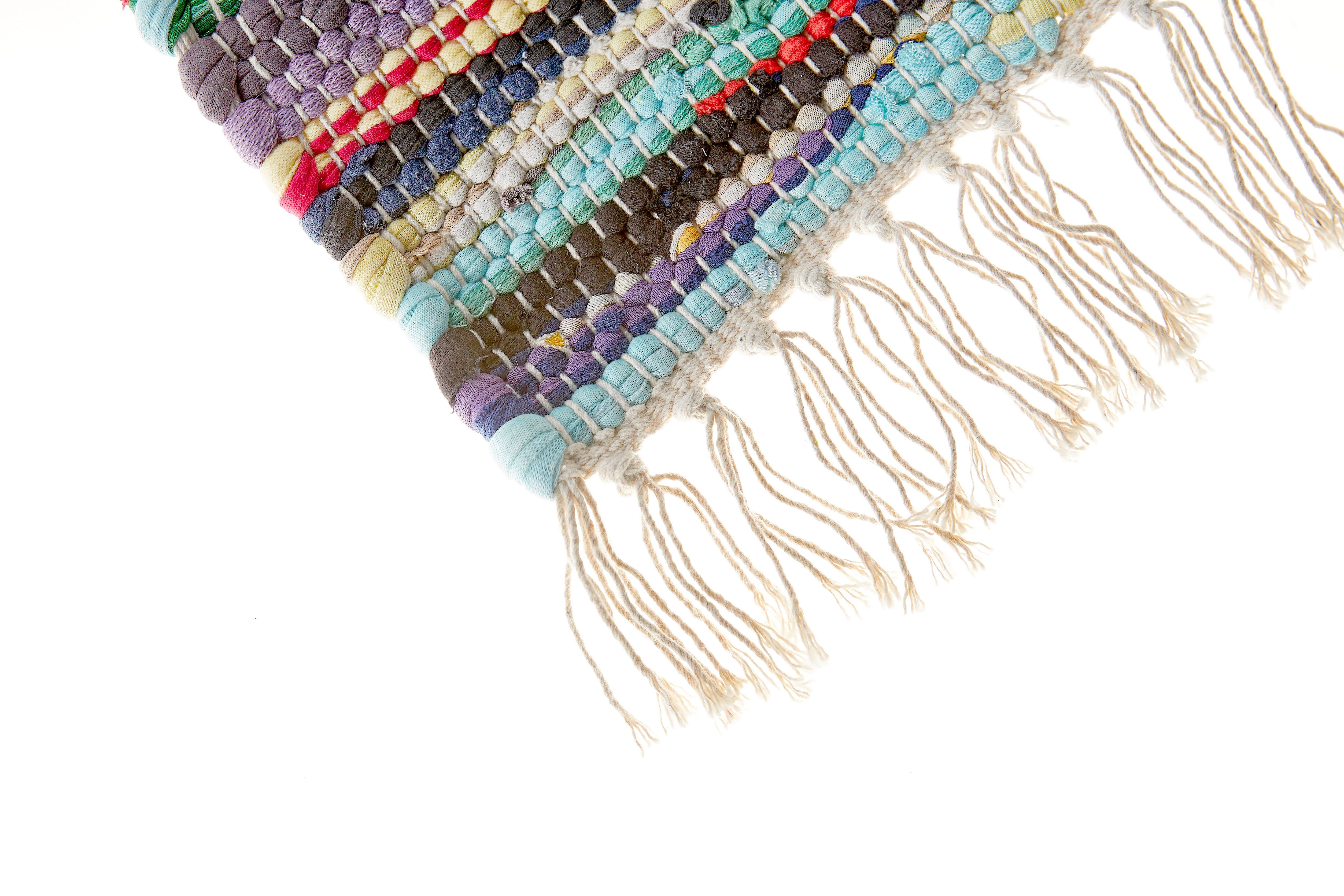Teppich Multi, Andiamo, rechteckig, Höhe: 10 mm, Flachgewebe, Fleckerl, reine Baumwolle, handgewebt, mit Fransen