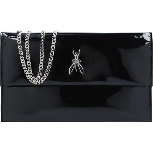 Patrizia Pepe Fly Glossy Clutch Tasche Leder 28 cm