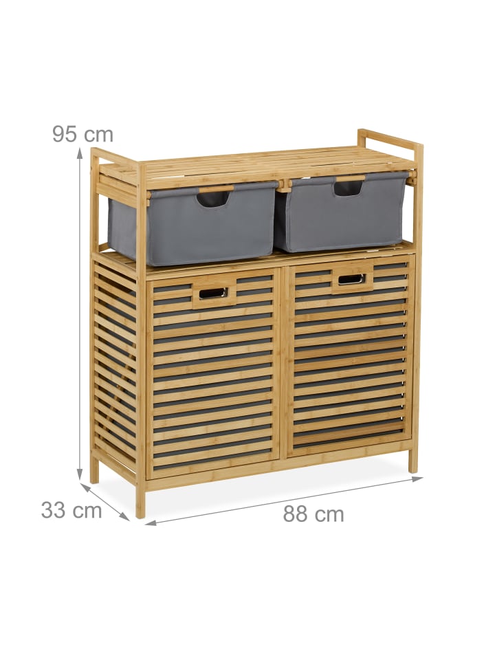 relaxdays Wäschekorb in Natur/ Grau - (B)88 x (H)95 x (T)33 cm günstig kaufen onesize