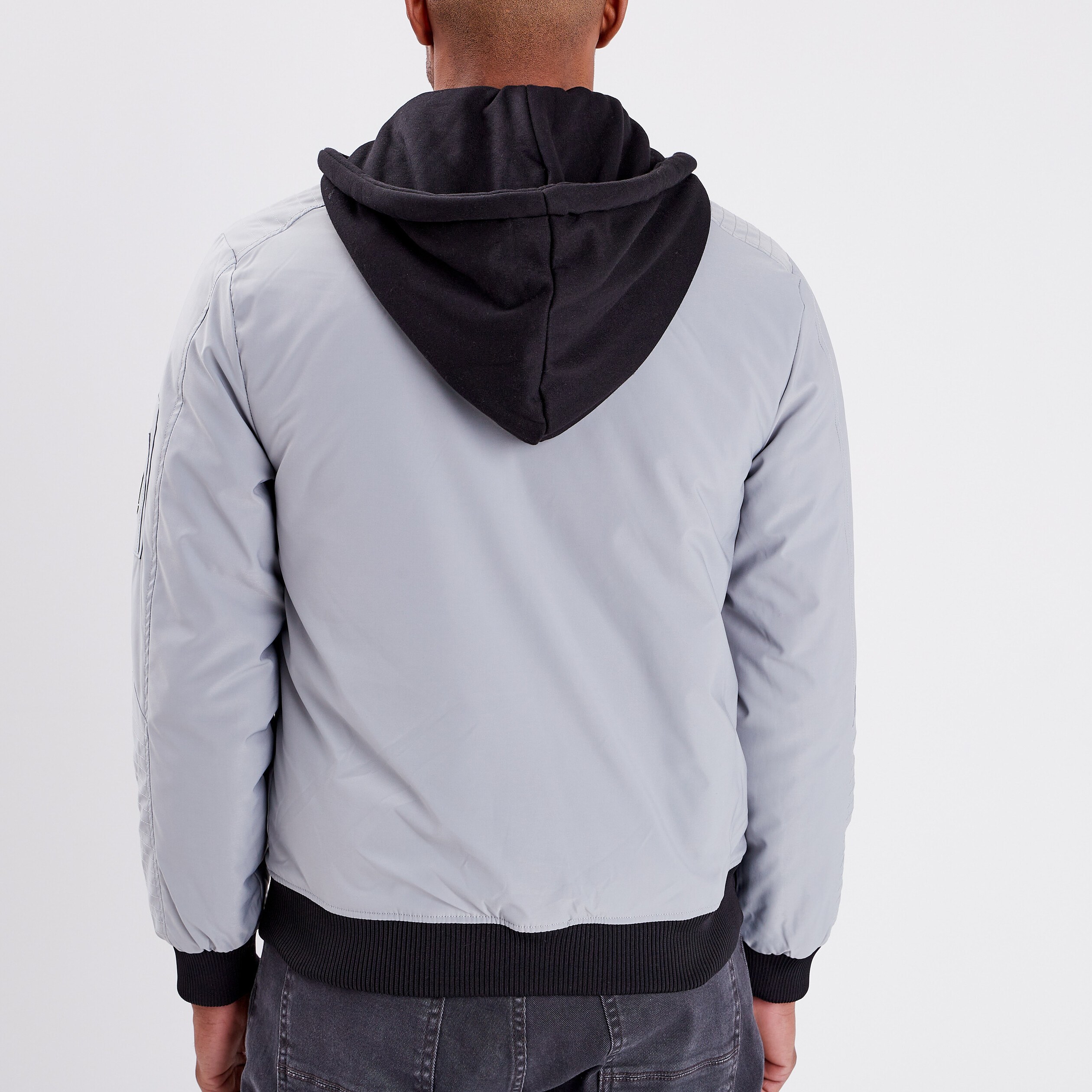 Veste bomber droite à capuche amovible gris clair garçon | La Halle