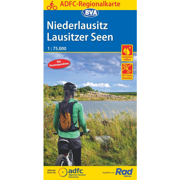 ADFC-REGIONALKARTE NIEDERLAUSITZ LAUSITZER SEEN, 1:75.000 - Fahrradkarte