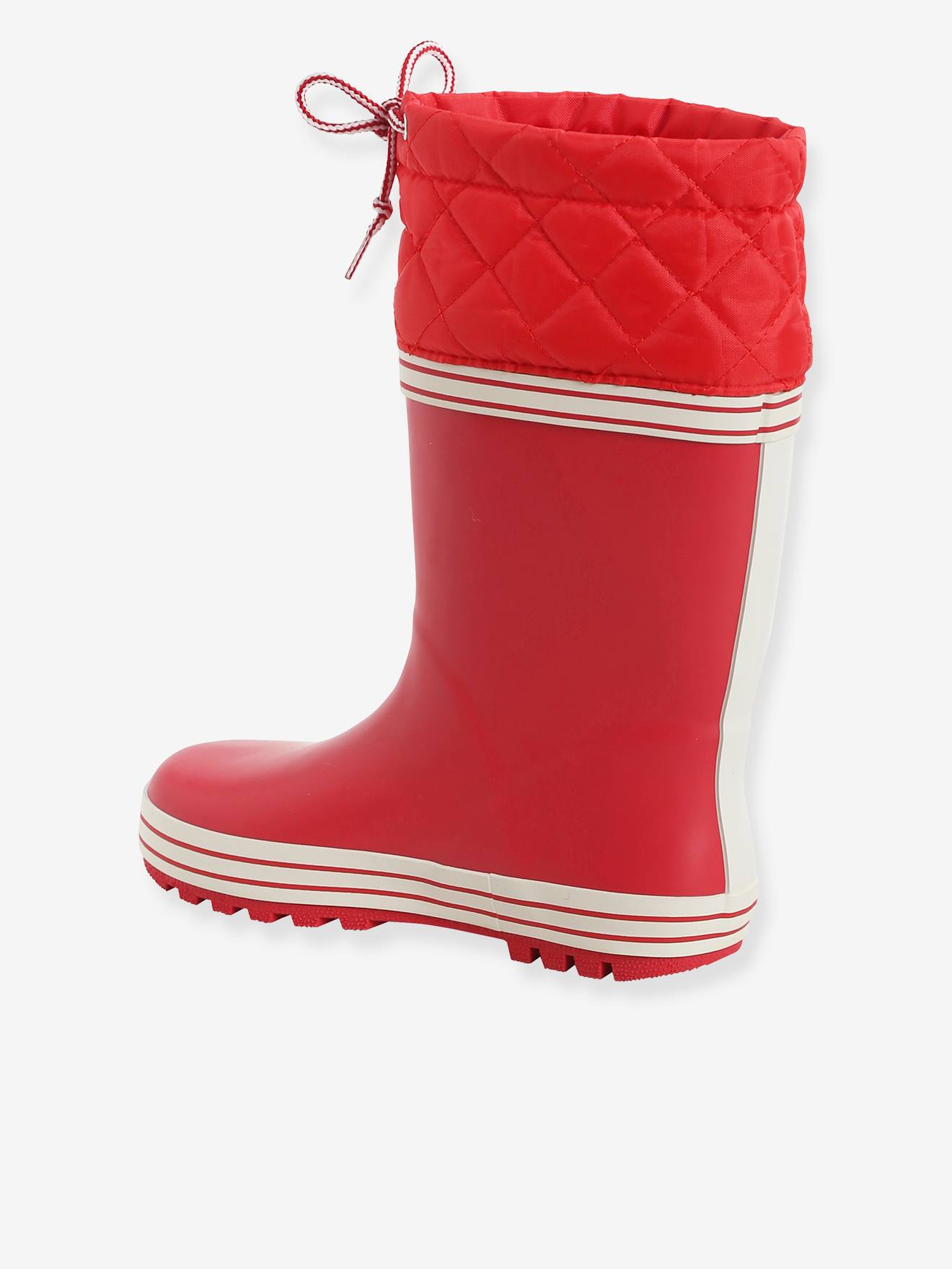 Bottes de pluie col matelassé rouge