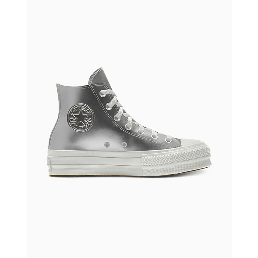 Converse Custom Chuck Taylor All Star Lift Platform Leather By You 173157CSP24_SILVER_CO / grau