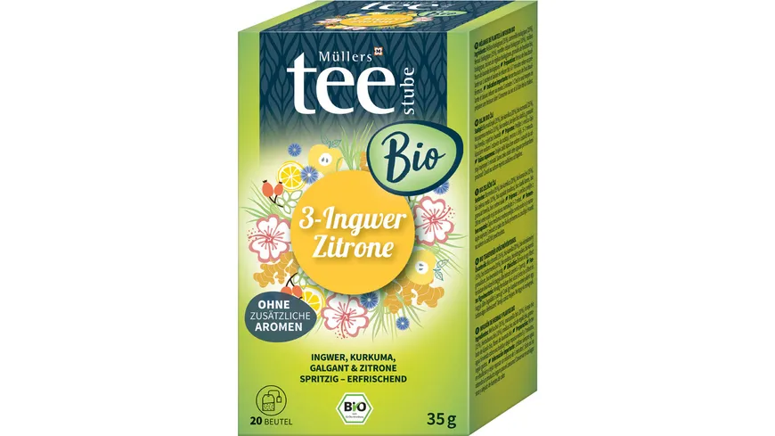 Müllers Teestube Bio Kräutertee Beutel Ingwer & Zitrone 35 g