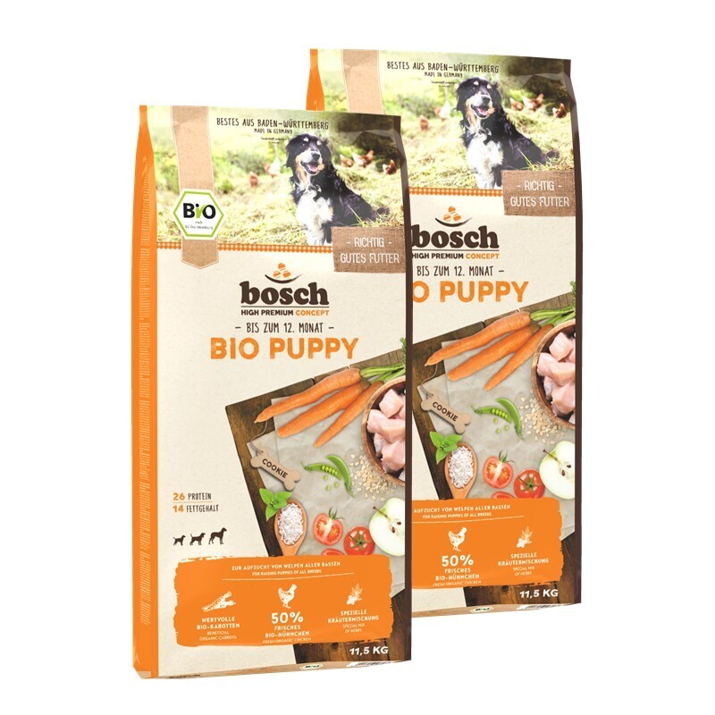 bosch Hundetrockenfutter bosch BIO Puppy Hühnchen + Karotten 2x11,5 kg
