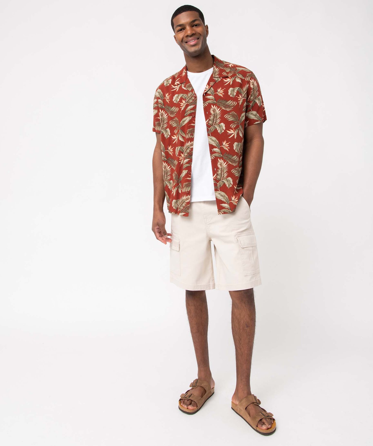 Bermuda homme coupe cargo à taille élastiquée ecru | GEMO